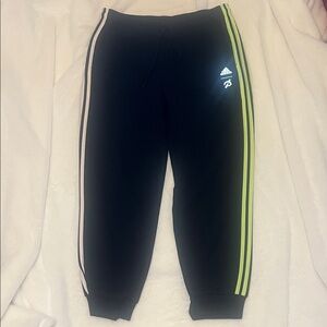 Adidas/Peloton Joggers with Neon Green and White Stripes